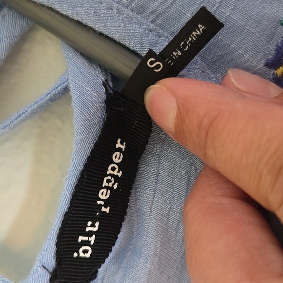 Blu Pepper Blue Embroidered Halter Style Tank Size Small - Picture 6 of 8